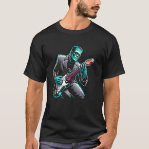 Frankenstein Playing Rock Guitar Retro 90's Franke T-Shirt
