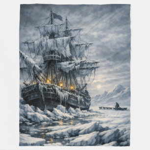 Frankenstein’s Arctic Pursuit by BurnsInHell Fleece Blanket