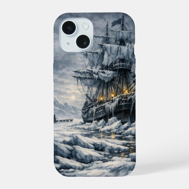 Frankenstein’s Arctic Pursuit by BurnsInHell iPhone 15 Case (Back)