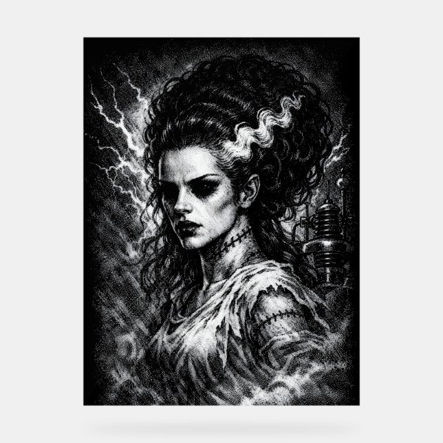 Frankenstein’s Bride — Resurrected by BurnsInHell Acrylic Sign (Front)