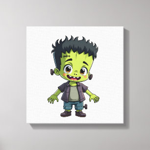 Frankenstein�s Monster � Cute Halloween Cartoon Sh Canvas Print