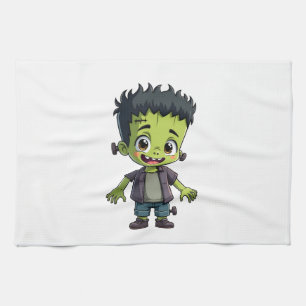 Frankenstein�s Monster � Cute Halloween Cartoon Sh Tea Towel