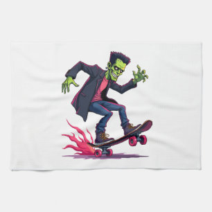 Frankenstein Skater � Cool Halloween Streetwear Sh Tea Towel