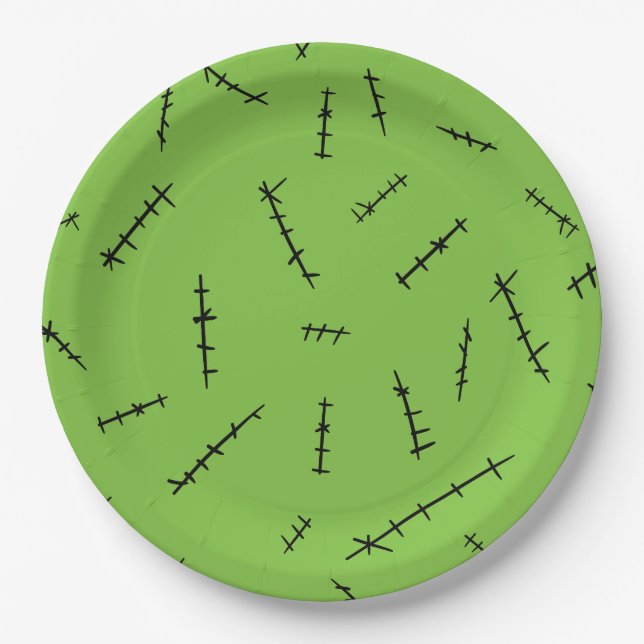Frankenstein Stitches Paper Plate (Front)