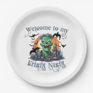 Frankenstein Welcome To My Fright Night  Paper Plate