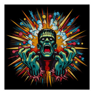 Frankenstein's Melt Down Glossy Poster