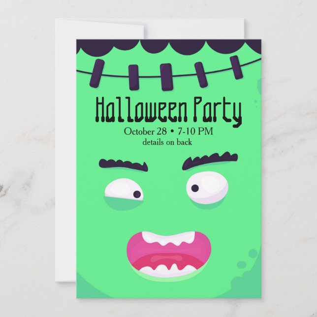 Frankenstein's Monster Halloween Invitation (Front)