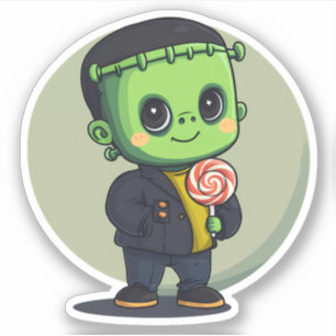 Frankenstein's Monster Holding a Lollipop