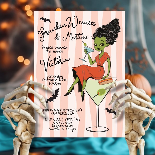 FrankenWeenies & Martinis Halloween Bridal Shower Invitation (Creator Uploaded)