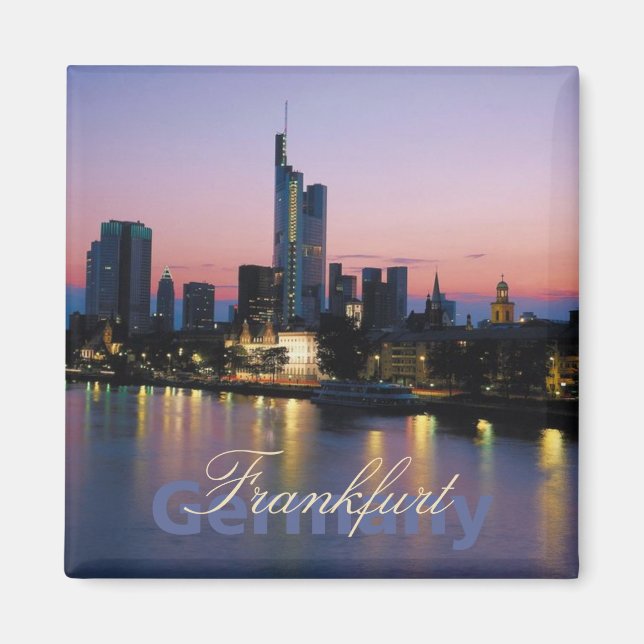 Frankfort Germany Nighttime Photo Souvenir Magnets (Front)