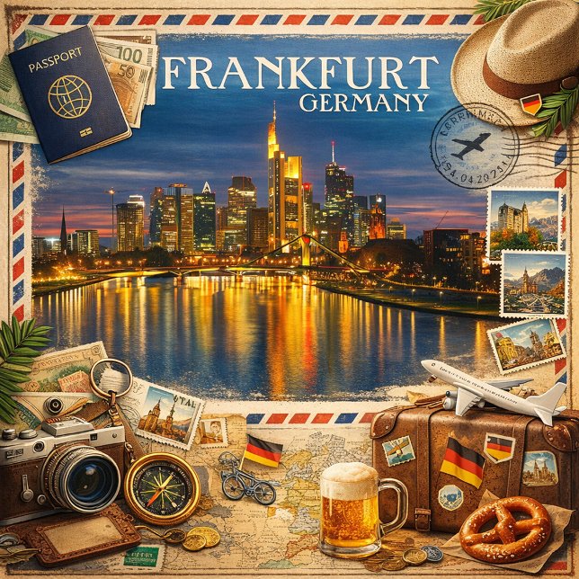 Frankfurt at Dusk – Reflections on the Main Postcard (Creator Uploaded)