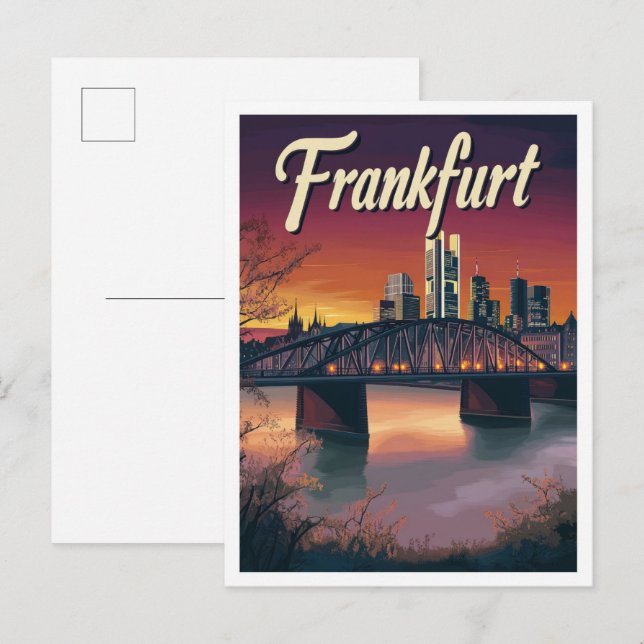 Frankfurt Germany Art Vintage Travel Illustration Postcard (Front/Back)