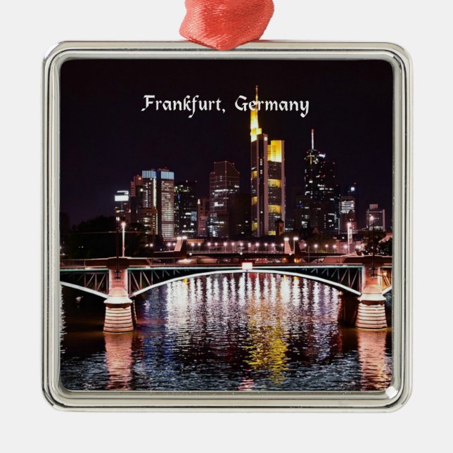 Frankfurt, Germany at night Metal Tree Decoration (Front)