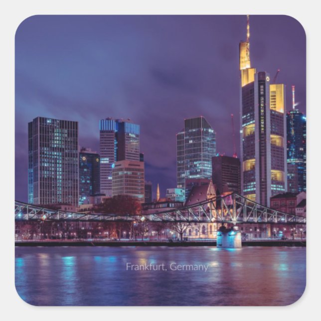 Frankfurt Germany at night Square Sticker (Front)