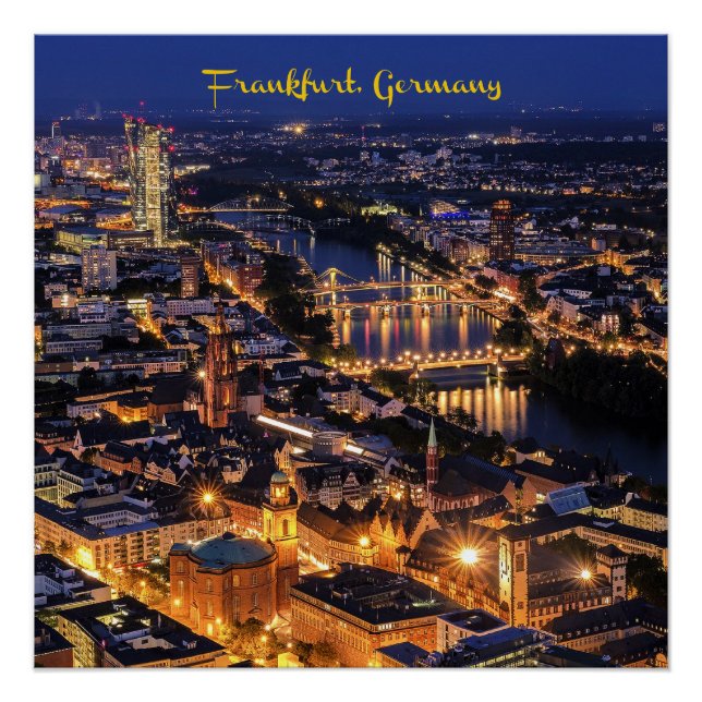 Frankfurt, Germany at Twilight Poster (Front)