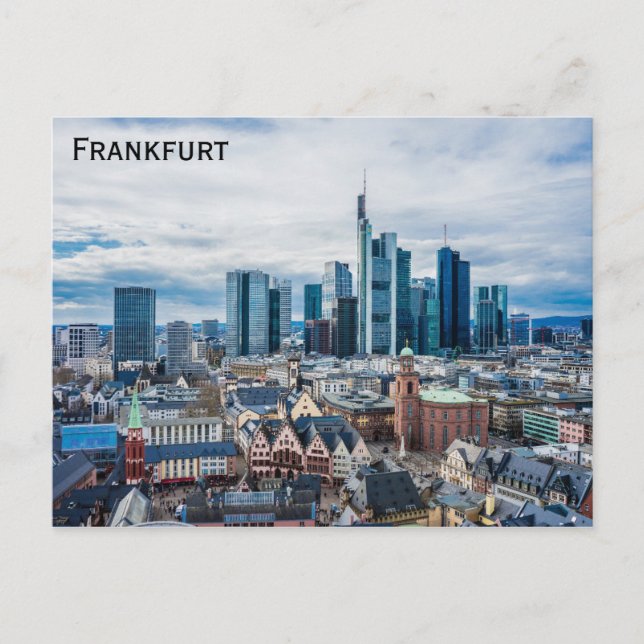 Frankfurt Germany City Skyline Travel Photo Postcard (Front)