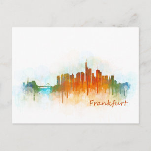 Frankfurt Germany City Watercolor Skyline Hq v3 Postcard