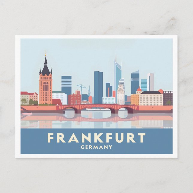 Frankfurt Germany Pastel Travel Postcard (Front)