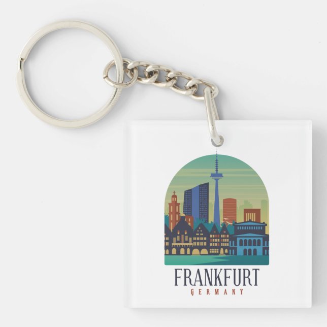 Frankfurt Germany Skyline Architecture Key Ring (Front)