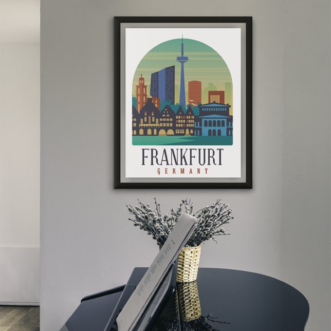 Frankfurt Germany Skyline Architecture Poster (Frankfurt Germany Travel Poster)
