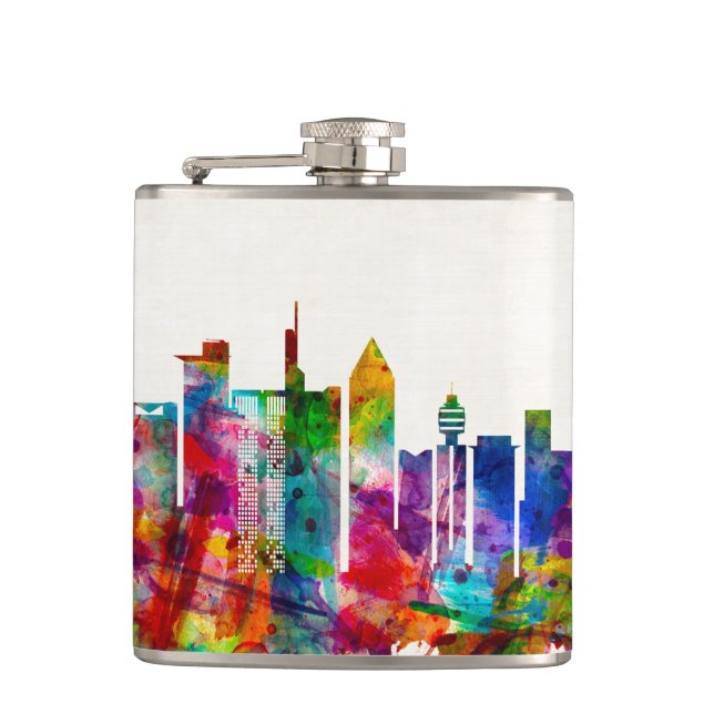 Frankfurt Germany Skyline Hip Flask (Front)
