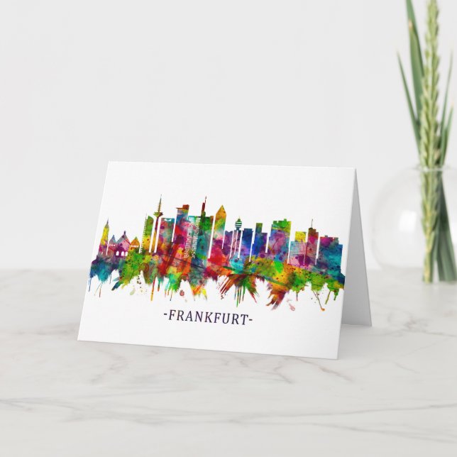 Frankfurt Germany Skyline Holiday Card (Front)