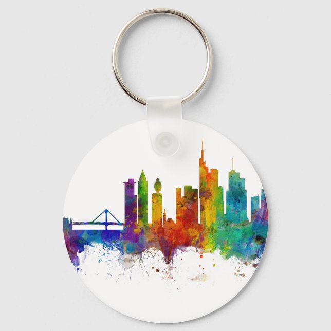 Frankfurt Germany Skyline Key Ring (Front)