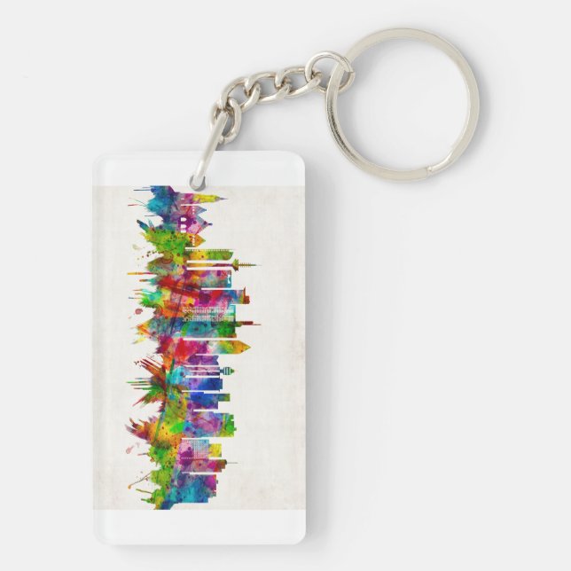 Frankfurt Germany Skyline Key Ring (Back)
