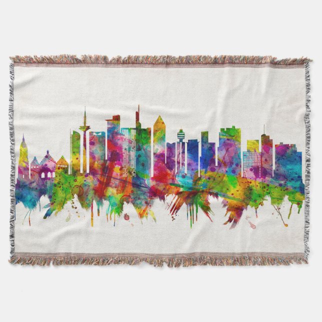 Frankfurt Germany Skyline Throw Blanket (Front)