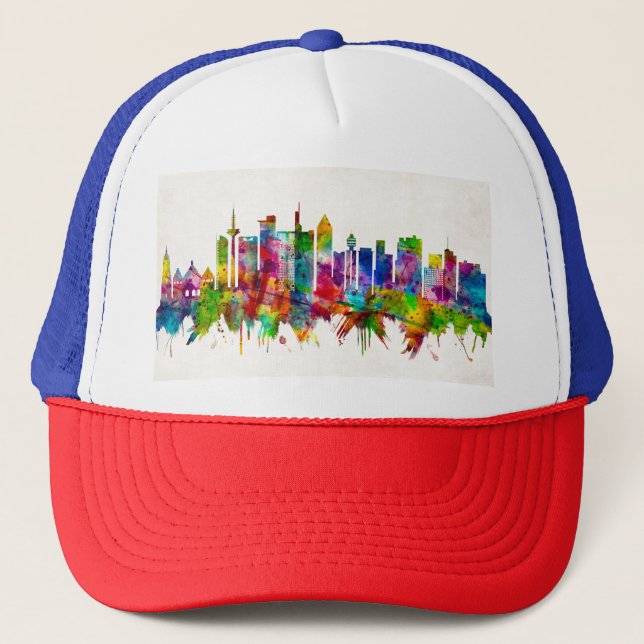 Frankfurt Germany Skyline Trucker Hat (Front)