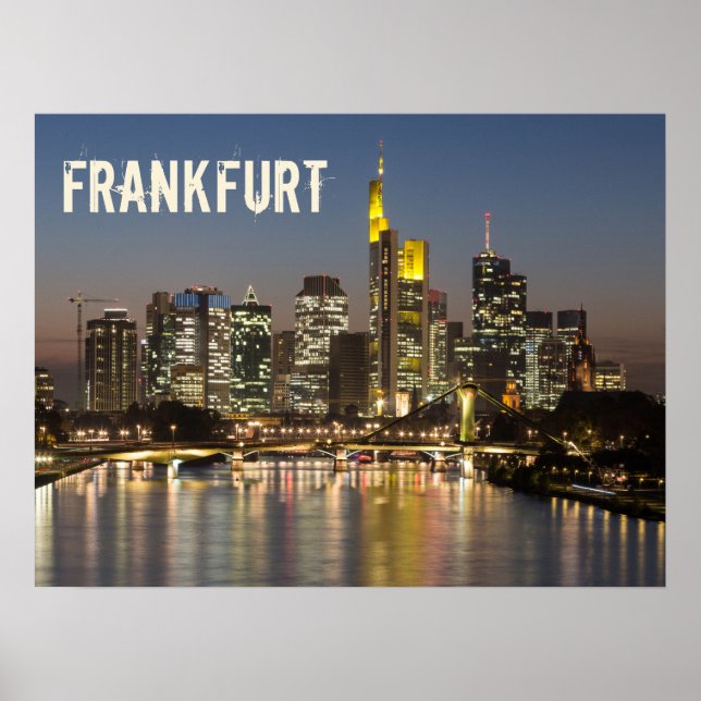 Frankfurt Skyline Germany Vintage Souvenir gift Poster (Front)