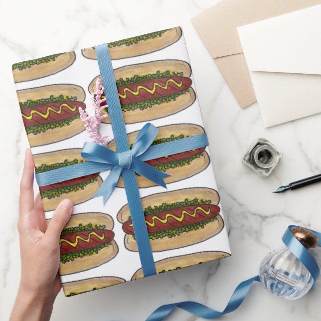 Frankfurter Hot Dog Hotdog Mustard Relish Food Wrapping Paper (Gifting)
