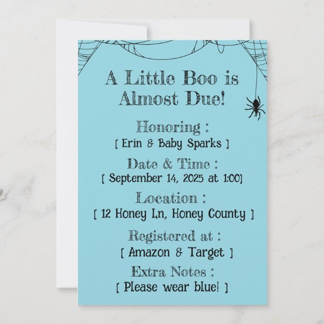 Frankie Boo Crew Baby Shower Invitation – Editable (Back)