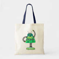 Frankie robot, green on white