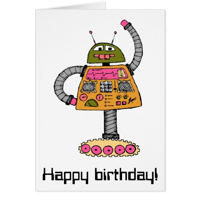 Frankie robot, orange on white (Front)