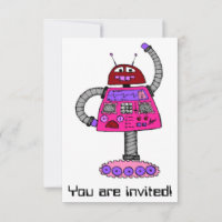 Frankie Robot: Pink on white