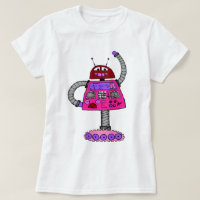 Frankie Robot: Pink on white
