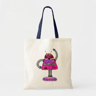 Frankie Robot: Pink on white Tote Bag