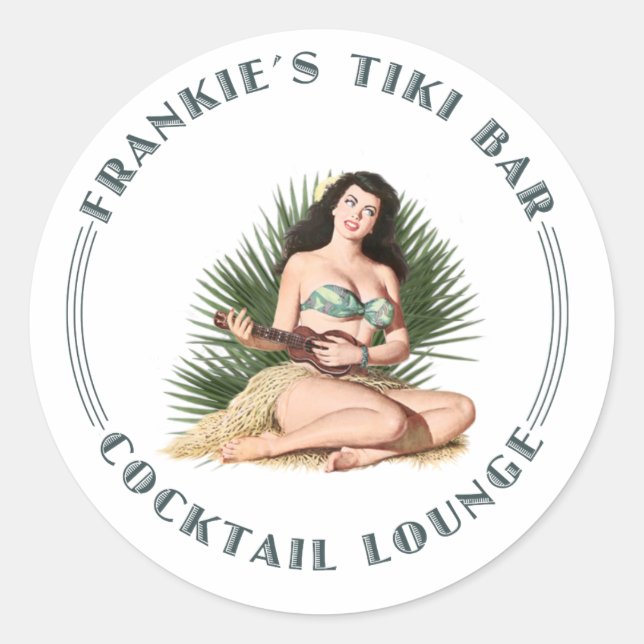 Frankie's Tiki Bar Hula Girl Classic Round Sticker (Front)