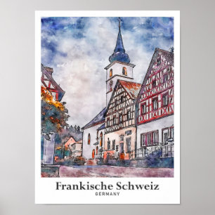 Frankische Schweiz Germany Travel Watercolor Poster