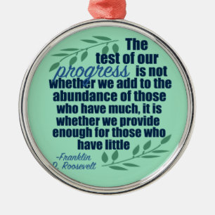 Franklin D. Roosevelt Inspirational Progress Quote Metal Tree Decoration