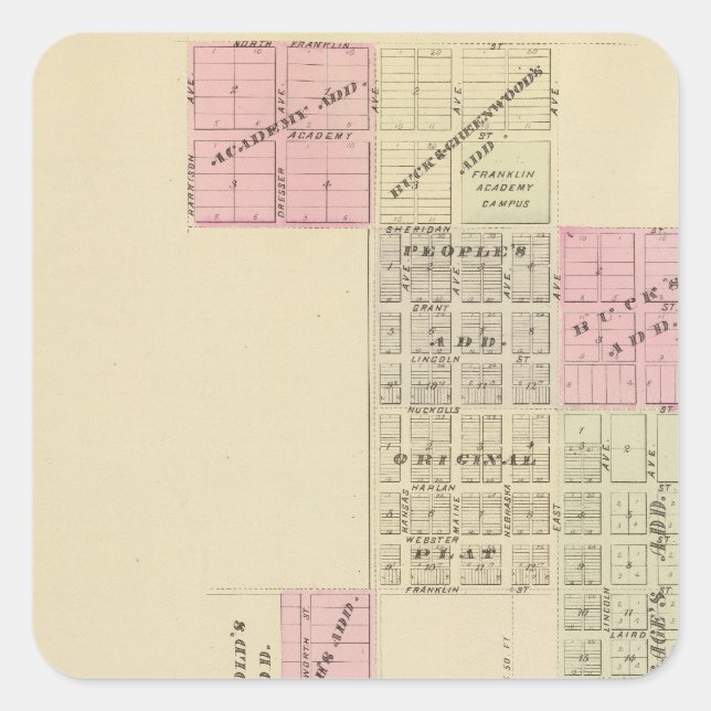 Franklin, Nebraska Square Sticker (Front)