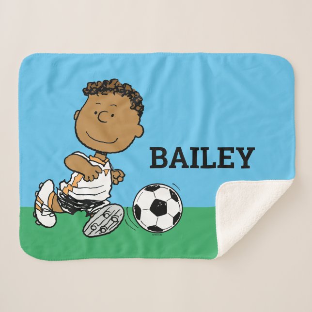 Franklin Playing Soccer Sherpa Blanket (Front (Horizontal))