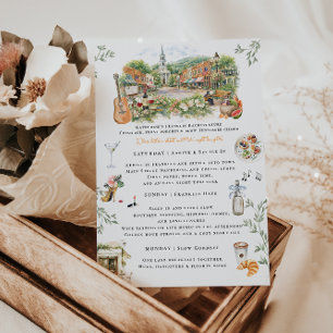 Franklin Tennessee Bachelorette Weekend Itinerary Invitation