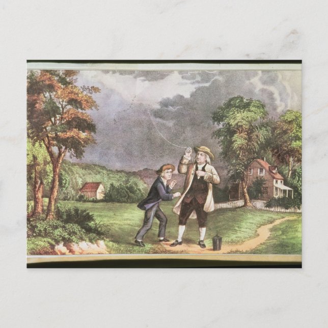 Franklin's experiment in electricity postcard (Front)