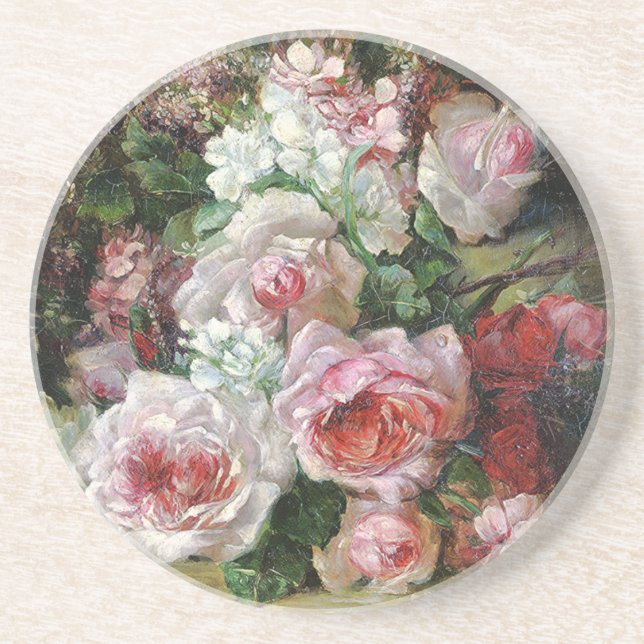 Frans Verhas Vintage Bouquet of Roses     Coaster (Front)