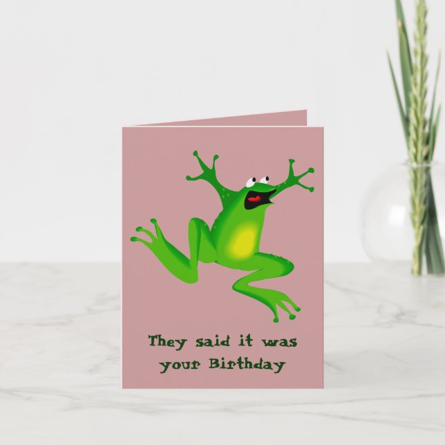 Frantic Frog Belated Birthday Card (Front)