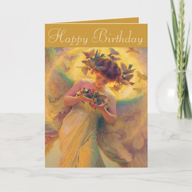Franz Dvorak Angel of Birds CC0430 Birthday Card (Front)