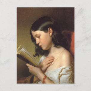 Franz Eybl - Lesendes Mädchen (Reading Girl), 1850 Postcard