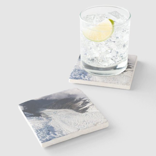 Franz Josef Glacier Aerial View, New Zealand Stone Coaster (Side)